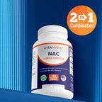 Vitamatic NAC Supplement N-Acetyl-L-Cysteine (NAC) with Milk Thistle 50:1 Extract - Supports Immune, Respiratory, Liver Health, 1200 mg per Serving, 120 Veg Capsules