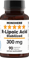 MONOHERB R-Lipoic Acid 300 mg - 90 Vegetarian Capsules - Stabilized R-Alpha-Lipoic Acid