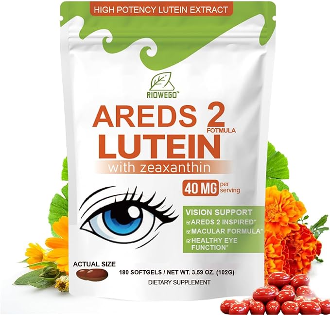 AREDS 2 + Advanced Lutein and Zeaxanthin Supplement -40 mg Lutein & Zeaxanthin with Astaxanthin,Omega-3,EPA,DHA-Dietary Supplement for Eye Health Support,Vision Support-180 Softgels