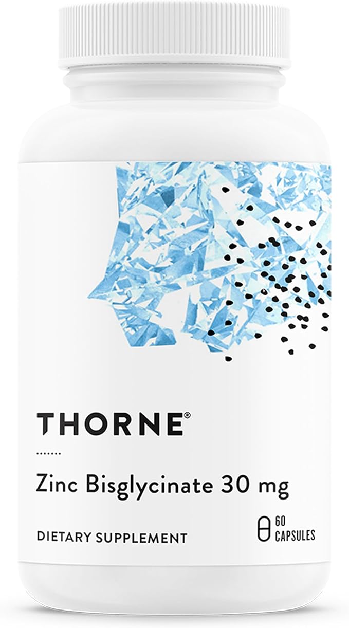 THORNE - Zinc Bisglycinate 30 mg - Highly Absorbable Zinc Supplement - Supports Immune System, Eye, Skin & Reproductive Health* - Third-Party Certified - Gluten, Dairy & Soy-Free - 60 Capsules