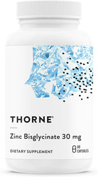 THORNE - Zinc Bisglycinate 30 mg - Highly Absorbable Zinc Supplement - Supports Immune System, Eye, Skin & Reproductive Health* - Third-Party Certified - Gluten, Dairy & Soy-Free - 60 Capsules
