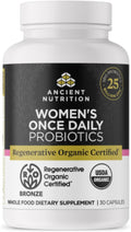 Ancient Nutrition Regenerative Organic Certified Probiotics for Women, Probiotics Women’s Once Daily, for Healthy Digestion and Immune System Function Support, 25 Billion CFUs* Per Serving, 30 Count