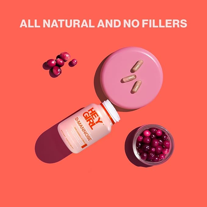 D Mannose Capsules - Fast-Acting UTI Supplement - Cleanse & Flush Impurities - with Natural D-Mannose Powder, Cranberry, Hibiscus & Dandelion - Alternative to Cranberry for Women, 60 Capsules