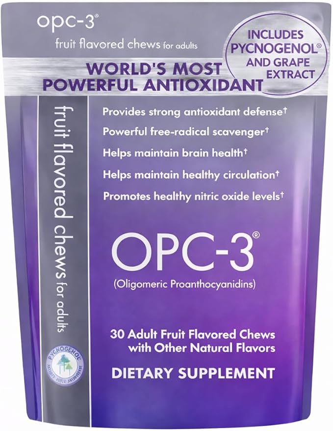Isotonix OPC-3 Antioxidant Chews | Circulation, Vision & Skin Support | Grape Seed, Red Wine, Pine Bark (Pycnogenol®), Bilberry & Citrus Bioflavonoids | Chewable Antioxidant Supplement - 30 Count