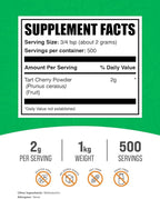 BulkSupplements.com Tart Cherry Powder - Fruit Powder, Tart Cherry Supplements - Antioxidant Source, Gluten Free & No Added Sugar, 2g per Serving, 1kg (2.2 lbs) (Pack of 1)