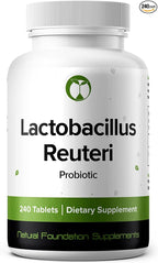 Lactobacillus Reuteri Probiotic 240 Tablets (4 Month Supply) – Researched Strain LR08 – 3 Billion CFU – Digestive Health & Gut Comfort – GMP Certified (240, Lactobacillus Reuteri)