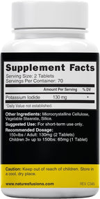 Nature's Fusions Potassium Iodide Tablets (Pack of 5) 130mg - 700 Tablets EXP 10/2032 - YODO Naciente - KI Pills - Yoduro de Potasio