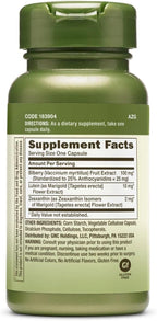 GNC Herbal Plus Bilberry Extract and Lutein Supplement, Vegetarian, Supports Eye and Vision Health, 60 Servings