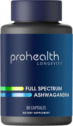ProHealth Ashwagandha Supplement 60 Capsules, Organic Root Extract & Powder, Ashwagandha for Women & Men, Supports Stress & Sleep