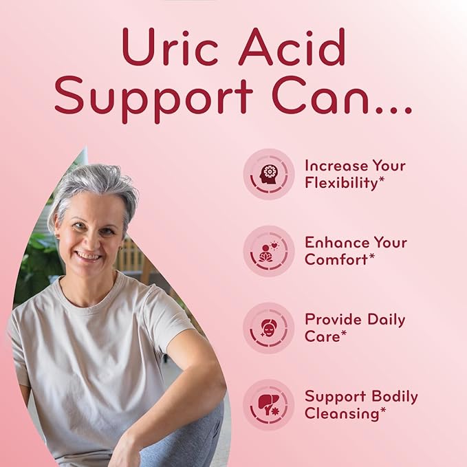 Herbal Uric Acid Support Formula - Kidney & Uric Acid Cleanse & Detox with Chanca Piedra Tart Cherry Celery Seed Bromelain & Cranberry Extract - Made in a GMP Certified Facility (90 Servings)
