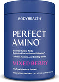 BodyHealth PerfectAmino Powder - BCAA and EAA Powder for Pre and Post Workout - Amino Acid Energy Drink for Men and Women to Support Lean Muscle and Recovery - Mixed Berry - 60 Servings