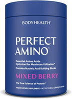 BodyHealth PerfectAmino Powder - BCAA and EAA Powder for Pre and Post Workout - Amino Acid Energy Drink for Men and Women to Support Lean Muscle and Recovery - Mixed Berry - 60 Servings