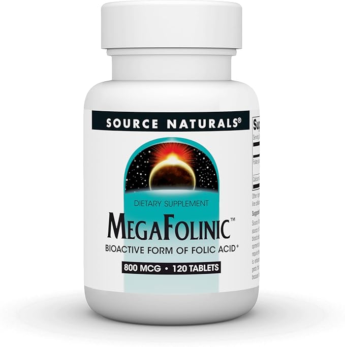 Source Naturals MegaFolinic, Bioactive Form of Folic Acid, 800 mcg - 120 Tablets