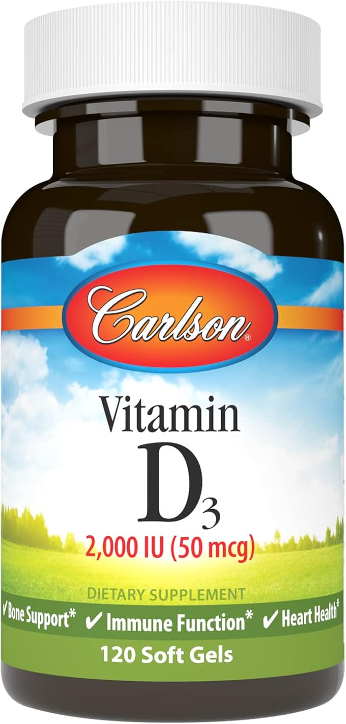 Carlson - Vitamin D3, 2000 IU (50 mcg), Immune Support, Bone Health, Muscle Health, Cholecalciferol, Vitamin D Supplements, Vitamin D3 Soft Gels, 120 Softgels