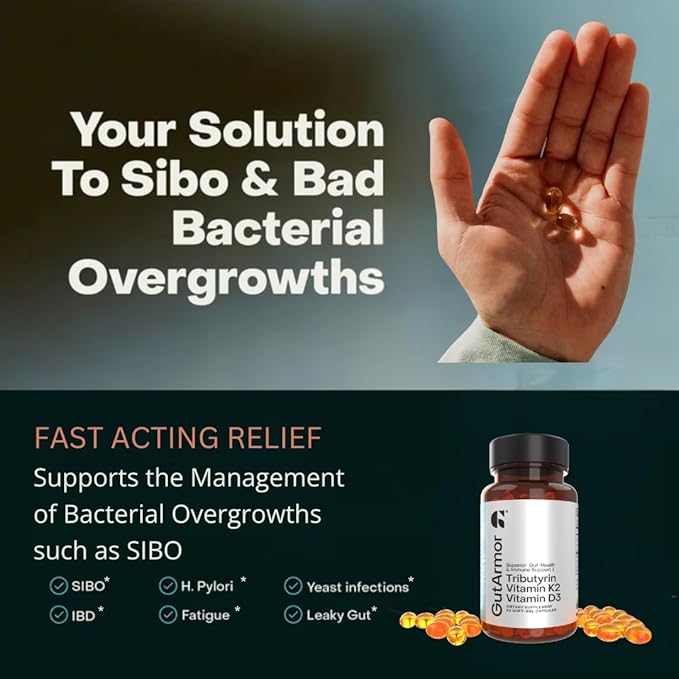 Gut & Heart Health + Immune Support | 2 Month Supply | 60 Soft Gel Capsules | Pure Butyrate 350mg & Vitamin D3 2000IUs & Vitamin K2 120mcg | Heart Health | Gastrointestinal Support