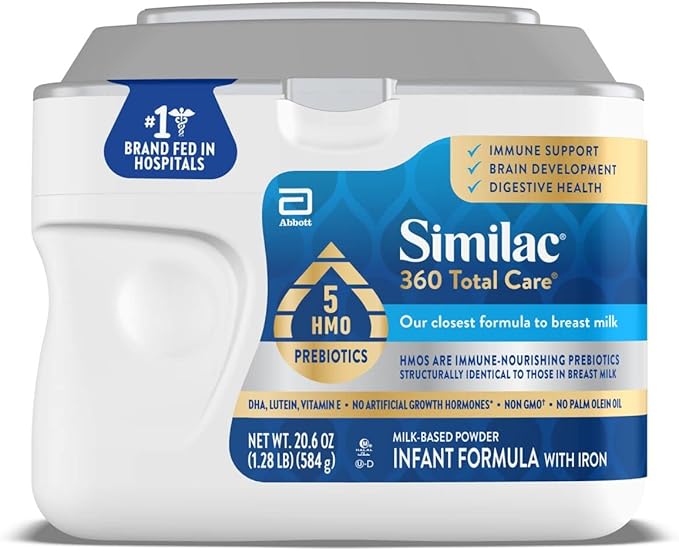 Similac 360 Total Care Infant Formula, Has 5 HMO Prebiotics, Our Closest Formula to Breast Milk, Baby Formula Powder, 20.6-oz Tub