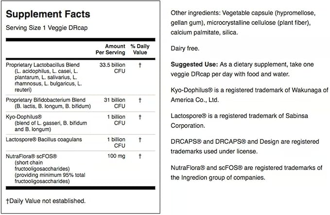 Swanson Ultra Potency Probiotic Digestive Health Immune System Support 66 Billion CFU Prebiotic NutraFlora scFOS 60 DRcaps Veggie Capsules (Caps) (2 Pack)