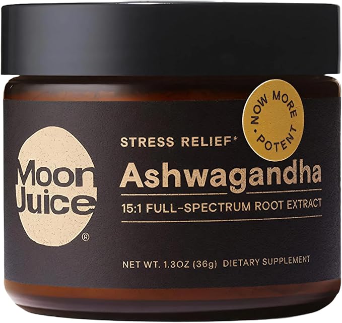 Moon Juice Organic Ashwagandha Supplement - Ashwagandha KSM-66 Root Powder Extract (15:1 Full-Spectrum) for Stress, Focus & Mood - Vegan, Non-GMO, Gluten-Free - 1.3 oz, 72 Servings