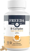 FREEDA Vitamin B-50 Complex – Super Quints B-Complex with B1 B2 B3 (Niacinamide) B5 B6, Biotin, Folate & B12 + Choline & Inositol – Vegan Capsules, 100 Count – Made in USA