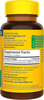 Nature Made Vitamin B-12 Softgels, 3000 Mcg, 60 Count Pack of 3