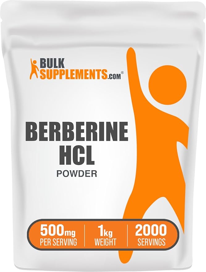 BulkSupplements.com Berberine HCl Powder - Berberine Supplement, Berberine Powder - Gluten Free, 500mg per Serving, 1kg (2.2 lbs) (Pack of 1)