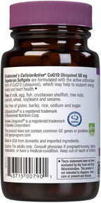 Bluebonnet Nutrition Cellular Active CoQ10 Ubiquinol 50 mg Vegetarian Softgels, Heart Health & Cellular Health, Ubiquinol from Kaneka, Non GMO, Gluten Free, Soy Free, Milk Free, 30 Vegetarian Softgels