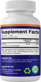Vitamatic Vitamin B6 (Pyridoxine HCI), 50 mg 250 Vegetarian Tablets - Promotes Energy Production, boosts Metabolism and Immune Health Support