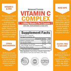 BioSchwartz Vitamin C Complex Supplement - Vitamin C 1000mg Capsules with Rose HIPS Zinc and Citrus Bioflavonoids for Immune Health, Cellular Energy, Collagen Production, 120 Count (60 Day Supply)