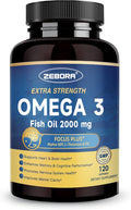 ZEBORA Omega-3 Fish Oil 2000mg - High Potency DHA & EPA Omega 3 with Alpha-GPC & PS for Brain, Cognition & Heart Support, Sustainably Sourced, 120 Softgels