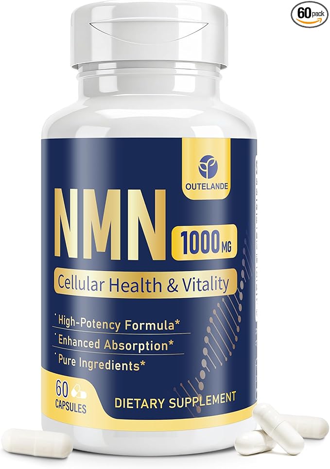 NMN Supplement 500 mg (Nicotinamide Mononucleotide) - 6-in-1 NAD Supplement with Quercetin | TMG | Resveratrol | Spermidine| Black Pepper Extract for Cellular Support 60 Capsules