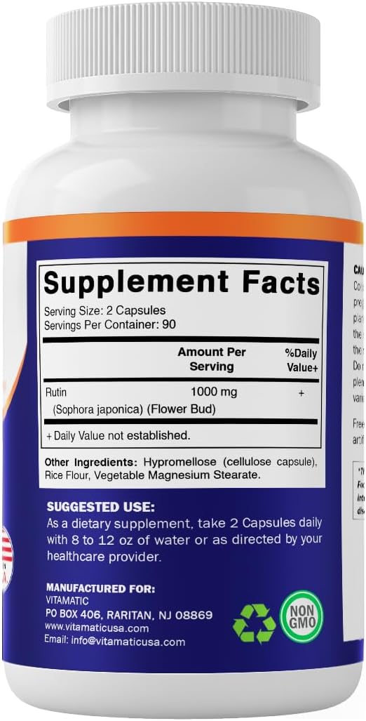 Vitamatic Rutin, 180 Vegetable Capsules (500 mg per Capsule)