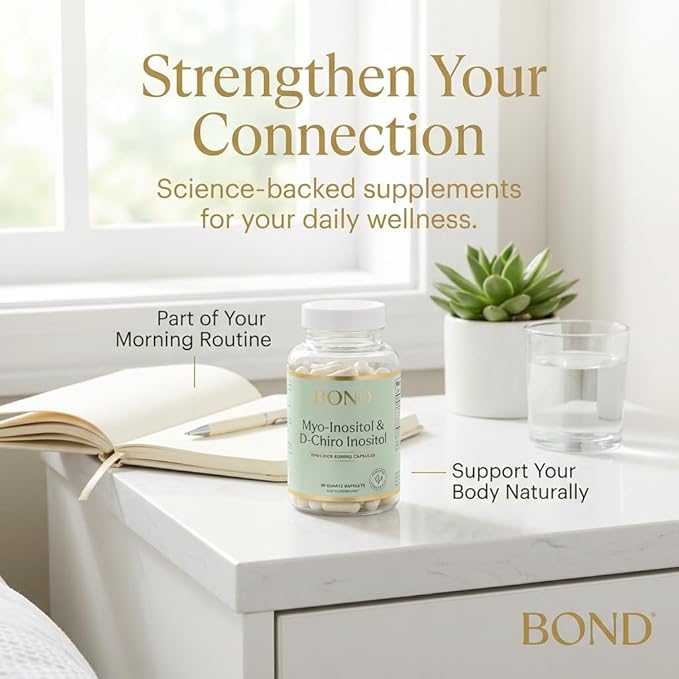 BOND Myo-Inositol & D-Chiro Inositol Supplement for Women | Supports PCOS & Hormone Balance, Ovulation & Regular Cycles – 40:1 Ratio | Fertility Supplements for Women | 90 Vegan Capsules (3/Day)