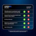 OmegaXL Sport Extra Strength Muscle Recovery Supplement and Respiratory Support Supplement - Improves DOMS and ROM, Clinically Supported Green-Lipped Mussel Oil (60 Softgels)