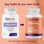 BESTVITE Filler-Free L-Glutamine 1000mg per Capsule (240 Capsules) - Free Form - No Stearates - Gluten Free - Non GMO - Pure L Glutamine Supplement - Maximum Strength Glutamine Capsules