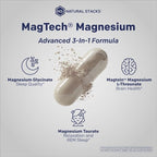 MagTech Magnesium Complex for Women & Men - 3 Forms of Magnesium: Glycinate, Magtein L-Threonate & Taurate - 200mg Chelated Complex - Support for Relaxation & Brain Health - 90 Glycinate Capsules