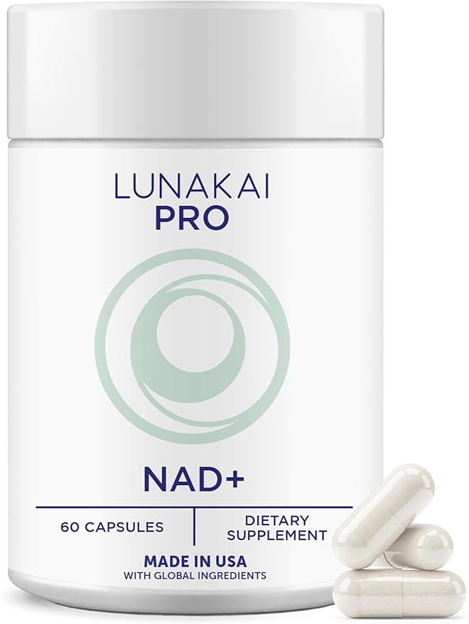 Lunakai PRO USA Made Dual-Pathway NAD+ Formula with NR & Resveratrol – Natural NAD Supplement for Women & Men – Healthy Aging & Cellular Health Support, 60ct