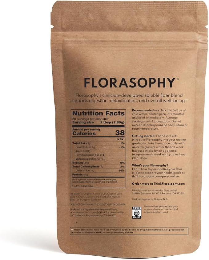 Daily Fix Organic Soluble Fiber Supplement for Digestive Gut Health, Gluten Free Vegan Soluble Prebiotic Powder, One Month Supply