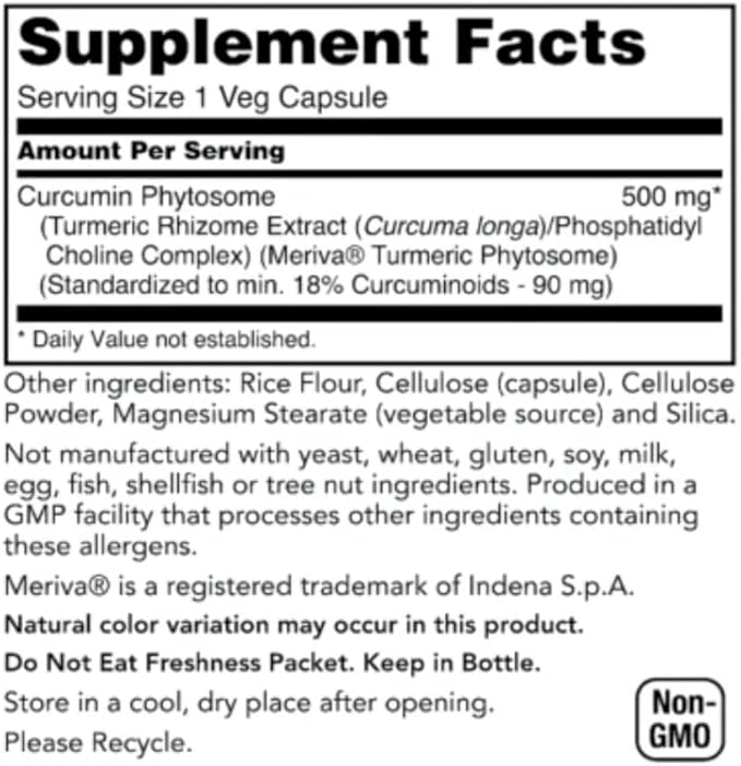 Rachel’s Pro Curcumin Phytosome - High Absorption Meriva Turmeric, Gluten-Free Curcumin Supplement, 60 Capsules for Daily Use