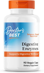 Doctor's Best Digestive Enzymes Supplement for Women & Men - Supports Gut Health, Digestion, & Overall Wellness, Formulated with Amylase, Super Enzyme Blend for Food Break Down, Non GMO - 90 Veg Caps