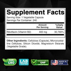 Vitabod Vitamin B2 (Riboflavin) 400 mg 240 Vegetarian Capsules - Support Cellular Energy and Red Blood Cell Production