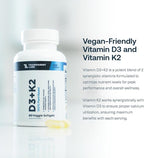 Transparent Labs Vitamin D3 K2 - Vitamin D & K2 Vitamin Supplement for Men & Women, Vegan-Friendly D3K2 5000 IU Supplements to Support Bone, Immune, and Overall Health - K2 D3 60 Capsules
