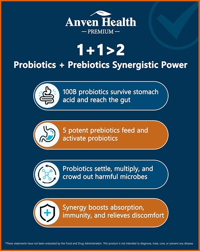 100 Billion Probiotics for Men and Women 27 Strains 5 Organic Prebiotics for Gut Digestive & Immune Health, Supports Diarrhea Gas Bloating, Non-GMO, Zero Fillers – Made in USA丨120 Caps
