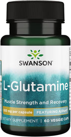 Swanson Amino Acid Ajipure L-Glutamine Pharmaceutical Grade 500 Milligrams 60 Veg Capsules