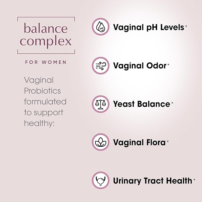 Balance Complex 17-in-1 Vaginal Health 100 Billion Probiotics for Women pH Balance with Cranberry & D-Mannose | Promote Urinary Tract Health for Vaginal Odor & Vaginal Flora, 60 Capsules (Pack of 2)