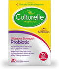 Culturelle Ultimate Strength Probiotic for Men and Women, Most Clinically Studied Probiotic Strain, 20 Billion CFUs, Supports Occasional Diarrhea, Gas & Bloating, Non-GMO, 30 Count