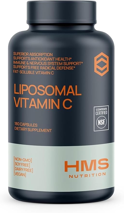 Liposomal Vitamin C 1600 mg — Fat‑Soluble, High‑Absorption Liposomal C Capsules for Immune & Skin Support | NSF‑Certified, Non‑GMO, Gluten‑Free | 180 Capsules (90‑Day Supply)
