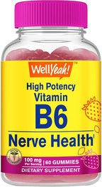 WellYeah High Potency Vitamin B6 Gummies - Promotes Nerve Health, Cognitive Function, Mood Regulation, Immune Support, and Cardiovascular Health - Vegan, Non-GMO, Gluten-Free - 60 Count