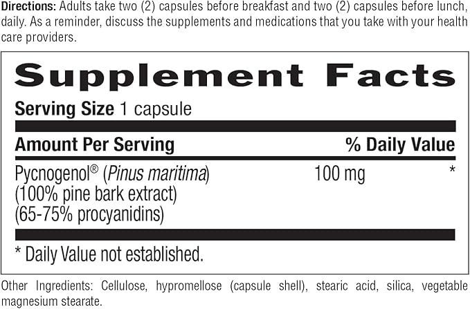 Country Life Pycnogenol 100mg - French Maritime Pine Bark Extract Antioxidants Supplement - Supports Cardiovascular Health - No Yeast, Corn, Wheat, Soy, Milk, Salt, Preservatives - 30 Capsules