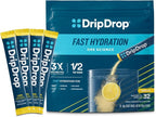 DripDrop Hydration Packets - Lemon - Single Serve Electrolytes Powder Drink Mix - Non-GMO, Gluten Free, Vegan - 32 Sticks