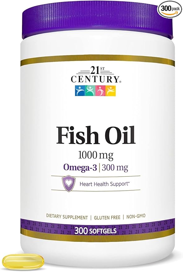 21st Century Fish Oil 1000 mg Softgels, 300-Count (Pack of 3)